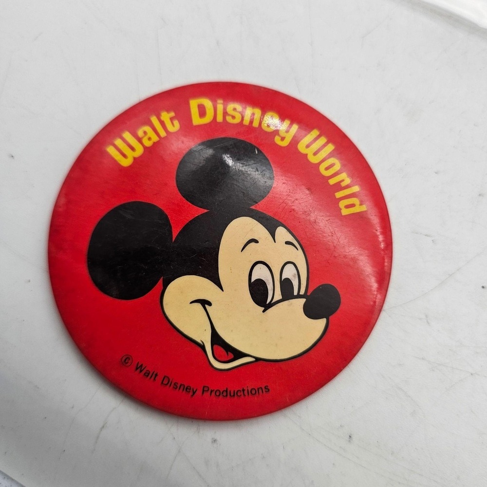 Vintage Walt Disney World Mickey Mouse Large Pinback Button Walt Disney Producti